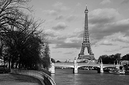 París Torre Eiffel Puente de Francia Ciudades en Blanco y Negro Rompecabezas para Adultos niños 1000 Piezas Juego de Rompecabezas de Madera Regalo decoración del hogar Recuerdo de Viaje Especial