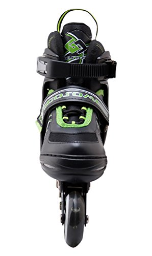 Patines en línea profesionales con Luces para niños y adultos - Talla ajustable - Negro/Verde - Talla S (30-33)