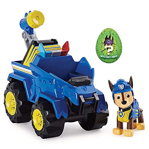 PAW PATROL Dino Rescue Vehículos | con Rev-Up, Dino Figura y Personajes, Figura:Chase