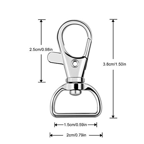 PChero 3,8 x 2 cm Giro de Cierre de Mosquetón con llavero para Manualidades DIY, 15 kg Carga (50 Unidades)