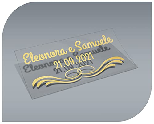 Pegatinas Personalizadas Transparentes con Nombre y Fecha, Etiquetas Adhesivas para Invitacion Boda, Bautizo, Compromiso, Comunion, Cumpleaños, Fiesta, Vintage, Sellos (Modelo 8)