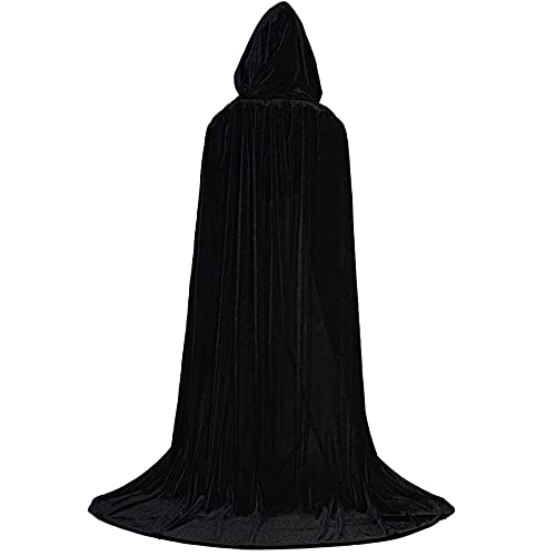 Pekelin Cape con Capucha ,Capa de Terciopelo Unisex Capas de Halloween Disfraces de la Colección Cosplay Disfraz para Carnaval Navidad Halloween( Negro S)