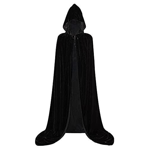 Pekelin Cape con Capucha ,Capa de Terciopelo Unisex Capas de Halloween Disfraces de la Colección Cosplay Disfraz para Carnaval Navidad Halloween( Negro S)