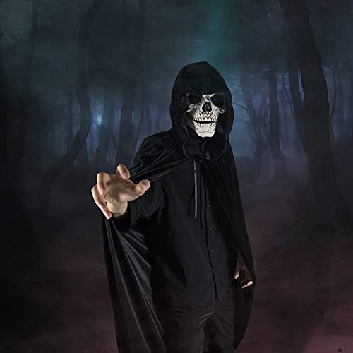 Pekelin Cape con Capucha ,Capa de Terciopelo Unisex Capas de Halloween Disfraces de la Colección Cosplay Disfraz para Carnaval Navidad Halloween( Negro S)