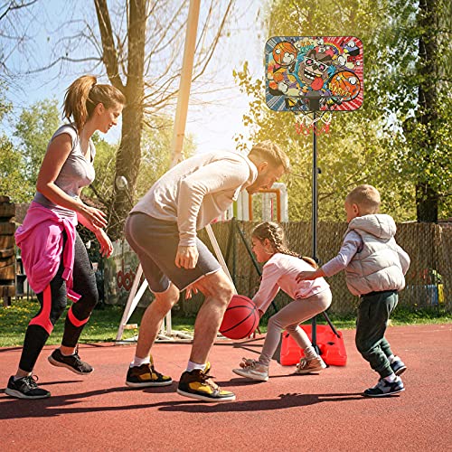 PELLOR Canasta de Baloncesto, Tablero Baloncesto Juego Al Aire Libre y Interior Oficina Mini Aro de Baloncesto con Función de Puntuación y Balón para Niños Infantils (Rojo)