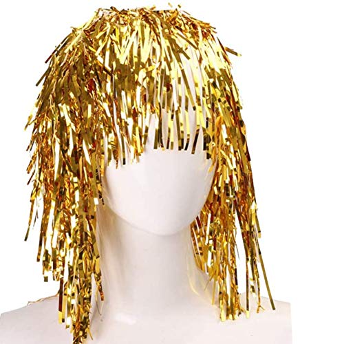 Pelucas Metal Brillante para Set de Pelucas Brillante Brillante Pelucas Mujeres Adecuado para Halloween Navideña y Despedida de Soltero Cosplay 6 pcs - (Oro, Blanco, Verde, Púrpura, Rojo y Azul)