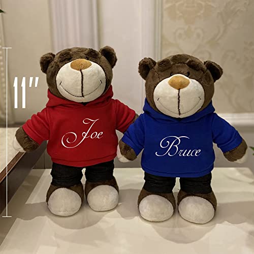 Peluche de Oso Lindo Personalizado de 28 cm, muñeco de Peluche con Nombre Personalizado, Oso Sonriente con Sudadera con Capucha, Juguetes de Navidad / año Nuevo, Regalos para Amigos y Familiares