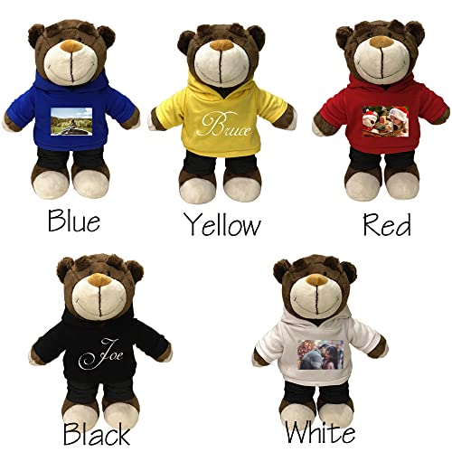 Peluche de Oso Lindo Personalizado de 28 cm, muñeco de Peluche con Nombre Personalizado, Oso Sonriente con Sudadera con Capucha, Juguetes de Navidad / año Nuevo, Regalos para Amigos y Familiares