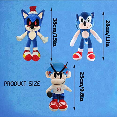 Peluche Sonic.exe navideño de 15 Pulgadas, Felpa sónica Oscura y sanguinolenta, muñecos de Peluche de Animales de Peluche, Regalos navideños niños, niñas o fanáticos (Sonic.exe)