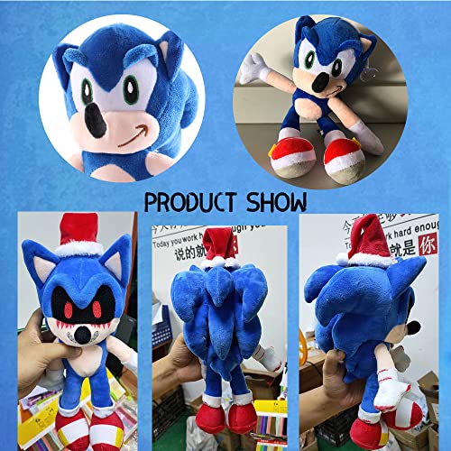 Peluche Sonic.exe navideño de 15 Pulgadas, Felpa sónica Oscura y sanguinolenta, muñecos de Peluche de Animales de Peluche, Regalos navideños niños, niñas o fanáticos (Sonic.exe)