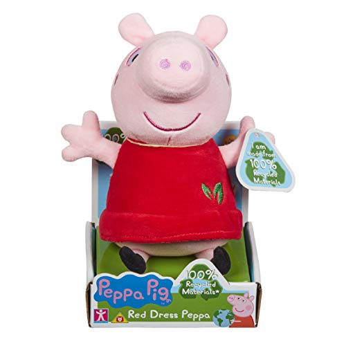 Peppa Pig Vestido Rojo Peppa-Juguete Suave, Felpa ecológica, Materiales 100% reciclados. (Character Options 07356)