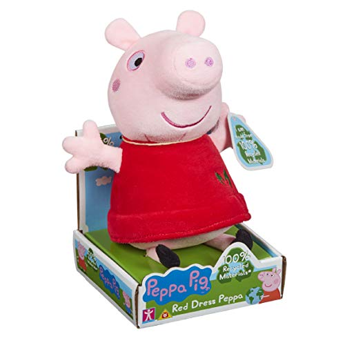 Peppa Pig Vestido Rojo Peppa-Juguete Suave, Felpa ecológica, Materiales 100% reciclados. (Character Options 07356)