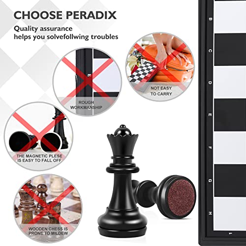 Peradix 3 en 1 Ajedrez Juego, Ajedrez, Damas y Backgammon, Ajedrez Magnético de Rompecabezas, Ideal para niños y Adultos, Juegos al Aire Libre o Regalos