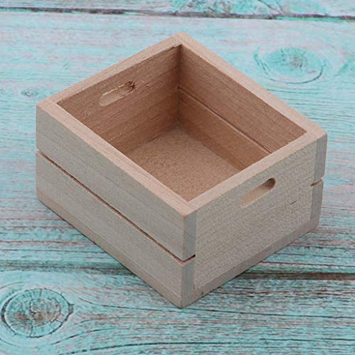 perfeclan 2Pcs 1/12 Mini Caja de Almacenamiento de Madera, Robusta y Pequeña Caja de Almacenamiento de Madera de Frutas en Miniatura para Muebles de Cocina