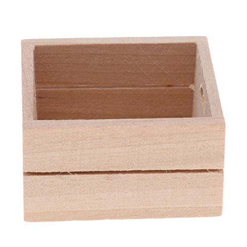 perfeclan 2Pcs 1/12 Mini Caja de Almacenamiento de Madera, Robusta y Pequeña Caja de Almacenamiento de Madera de Frutas en Miniatura para Muebles de Cocina