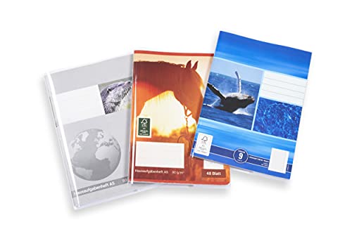 perfect line 15 fundas para cuadernos DIN-A5 EXTRA FUERTES, claras y transparentes, forros para cuadernos flexibles y fáciles de limpiar, protectores de libros con encuadernado, funda protectora