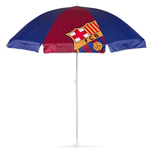 PERLETTI 15197 - Sombrilla Antiviento FC Barcelona rojo y azul, Diámetro 140 cm, Protección contra los rayos UV SPF 50+