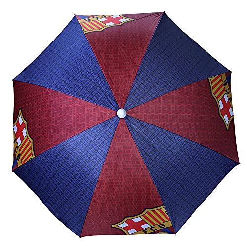 PERLETTI 15197 - Sombrilla Antiviento FC Barcelona rojo y azul, Diámetro 140 cm, Protección contra los rayos UV SPF 50+