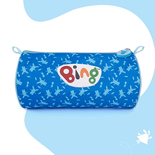 PERLETTI Estuche Escolar Bing para Niños con Cremallera - Práctica Bolsa para Lápices para Niño con Bing Sula y Pando - Cartuchera Azul para Escuela y Guardería para Chicos - 10x21x8 cm