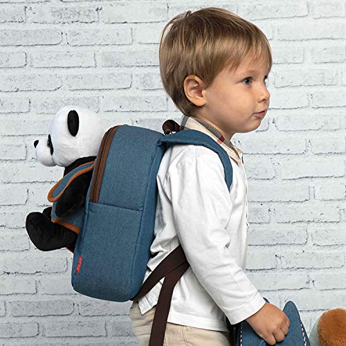 PERLETTI - Mochila Infantil Grande de Animal de Peluche - Bolso para Niños Niñas 3 4 5 Años con Muñeco Extraíble para Escuela Guarderia Viaje - Bolsa Escolar Suave - 21x27x9 cm (Unicornio)