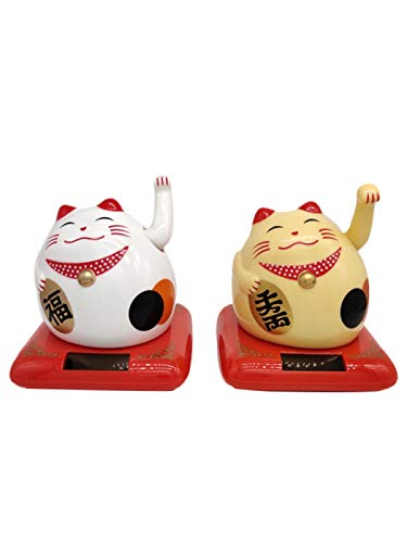 Persiverney Maneki Neko Happy Cat Fortune Lucky Wealth Gato de bienvenida Gato con energía solar Cute With Waving Arm Home Display Decoración del coche, Lucky Cat Waving Arm, Fortune Cat successful