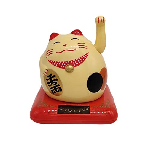 Persiverney Maneki Neko Happy Cat Fortune Lucky Wealth Gato de bienvenida Gato con energía solar Cute With Waving Arm Home Display Decoración del coche, Lucky Cat Waving Arm, Fortune Cat successful