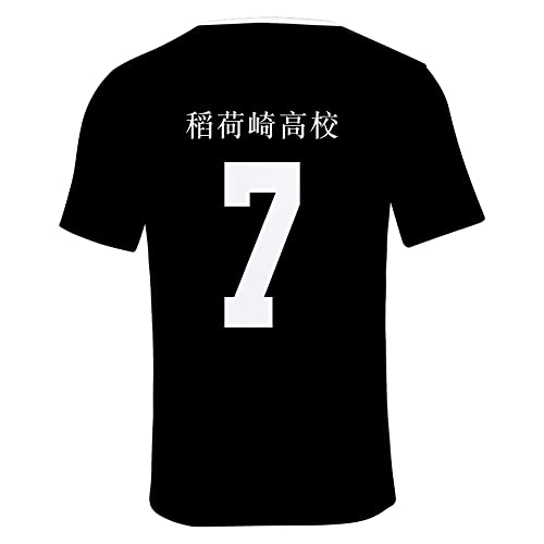 Piccodos Camiseta de manga corta para hombre y mujer, Anime 3D, de Inarizaki, de alta escuela de voleibol Club Miya Atsumu No. 7, para cosplay, color negro, talla 3XL (pecho 124 cm)