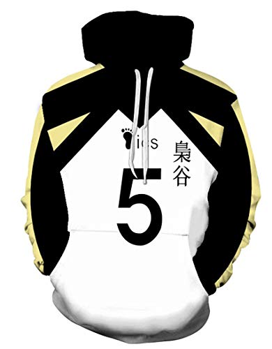 Piccodos Sudadera unisex con capucha para hombre y mujer, con impresión 3D, Anime, Fukurodani Academy Akaashi Keiji No. 5, disfraz blanco, 4XL (pecho 124 cm)