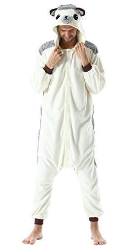 Pijama Animal Entero Unisex para Adultos con Capucha Cosplay Pyjamas Ropa de Dormir Kigurumi Traje de Disfraz para Festival de Carnaval Halloween Navidad Erizo