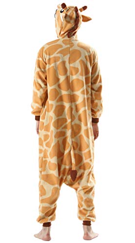 Pijama Animal Entero Unisex para Adultos con Capucha Cosplay Pyjamas Ropa de Dormir Kigurumi Traje de Disfraz para Festival de Carnaval Halloween Navidad Jirafa