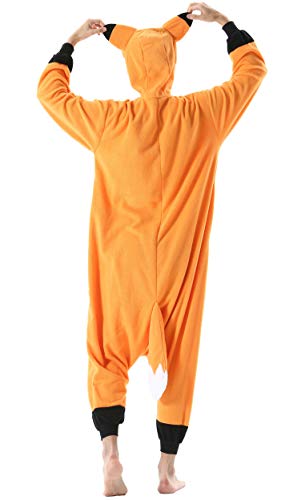 Pijama Animal Entero Unisex para Adultos con Capucha Cosplay Pyjamas Ropa de Dormir Kigurumi Traje de Disfraz para Festival de Carnaval Halloween Navidad Zorro