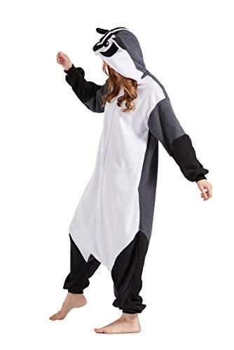 Pijama Animal Entero Unisex para Adultos con Capucha Cosplay Pyjamas Ropa de Dormir Traje de Disfraz para Festival de Carnaval Halloween Navidad American Badger M(156-167CM)