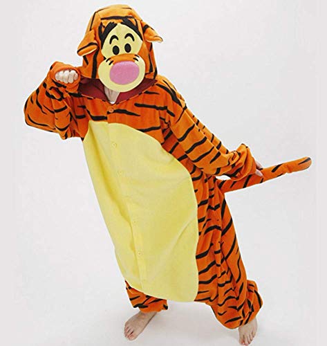 Pijama Kigurumi - Confeccionado en una pieza - Ideal incluso como disfraz de animal para carnaval, Halloween, fiestas cosplay, suave y cómodo de usar Tigre Small