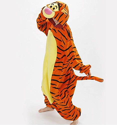 Pijama Kigurumi - Confeccionado en una pieza - Ideal incluso como disfraz de animal para carnaval, Halloween, fiestas cosplay, suave y cómodo de usar Tigre Small