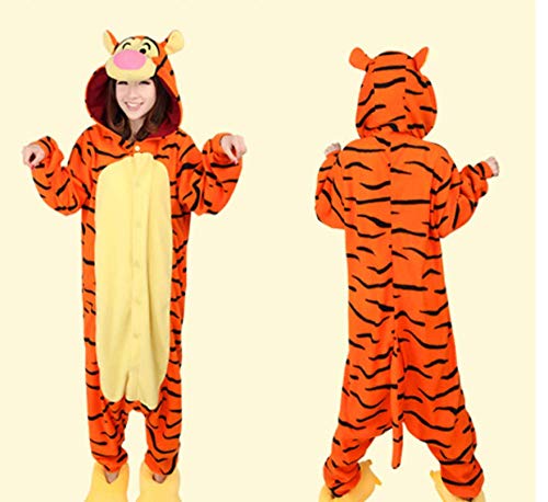 Pijama Kigurumi - Confeccionado en una pieza - Ideal incluso como disfraz de animal para carnaval, Halloween, fiestas cosplay, suave y cómodo de usar Tigre Small