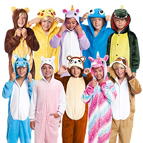 Pijamas Enteros de Animales Niñas y Niños Unisex【Tallas Infantiles 3 a 12 años】 Disfraz Monstruo Azul Mono Enterizo Carnaval Fiestas【Talla 7-9 años】