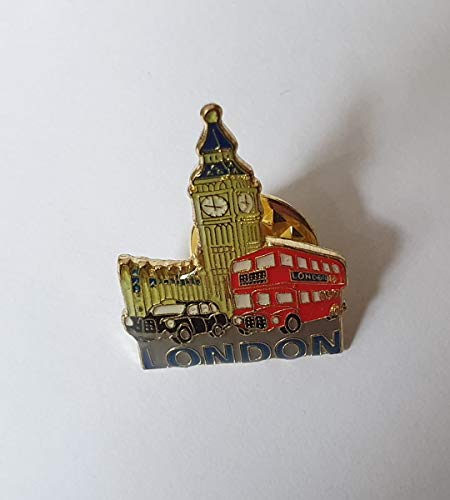 Pin de la Solapa de Londres - Big Ben Autobús Rojo y Taxi Negro / Insignia Metal y Esmalte / Routemaster Dos Pisos / Black Cab / Recuerdo Británico de Inglaterra Reino Unido