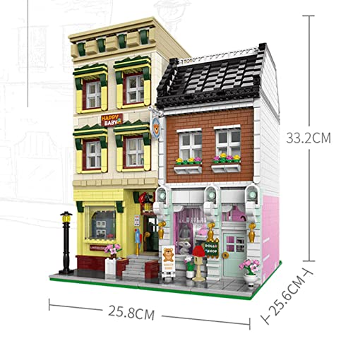 PINFU Arquitectura Bloques de construcción Tienda de Juguetes, Nano Micro Blocks Street View Modular Street View Series Set de construcción - 3610 Piezas