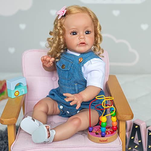 Pinky Reborn 24 Pulgadas 60cm Realista Muñecos bebé Renacer Bebé Hermosa Muñeca Silicona Bebe Reborn Toddler Niña Recien Nacido (Item 7)