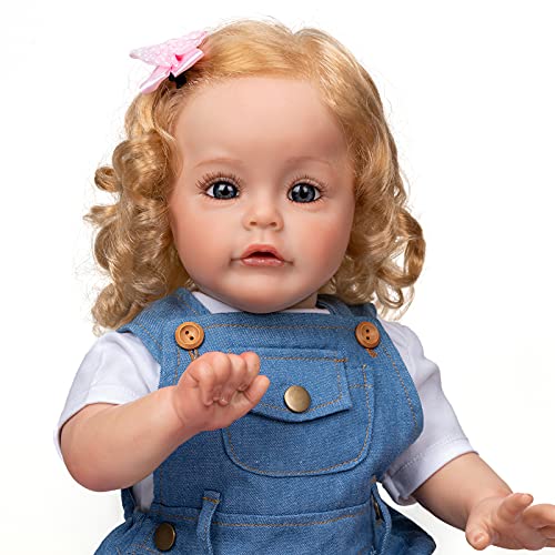 Pinky Reborn 24 Pulgadas 60cm Realista Muñecos bebé Renacer Bebé Hermosa Muñeca Silicona Bebe Reborn Toddler Niña Recien Nacido (Item 7)