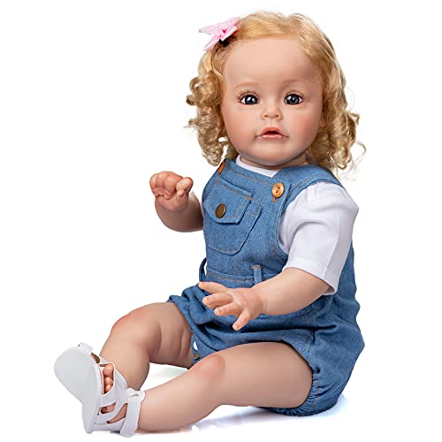 Pinky Reborn 24 Pulgadas 60cm Realista Muñecos bebé Renacer Bebé Hermosa Muñeca Silicona Bebe Reborn Toddler Niña Recien Nacido (Item 7)