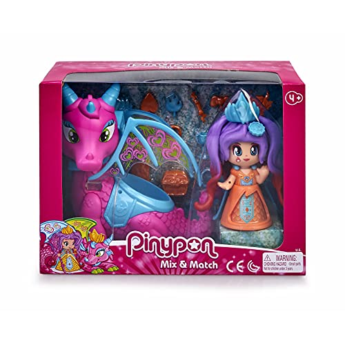 Pinypon- Coche Nieve con Remolque, muñeca esquí vehículo, Juguete ( 700015772) + Reina y Dragón Volador, para niños y niñas a Partir de 4 años, (Famosa 700015547)