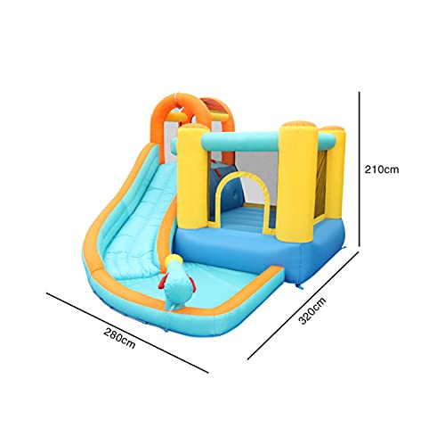 Piscina Hinchable Infantil Con Red Seguridad - Ligero y Fácil Almacenar Tobogán Acuático Inflable Grande de la Piscina - Piscina Infantil con Juguetes de Juego de Agua - Ideal para Juegos Jardín