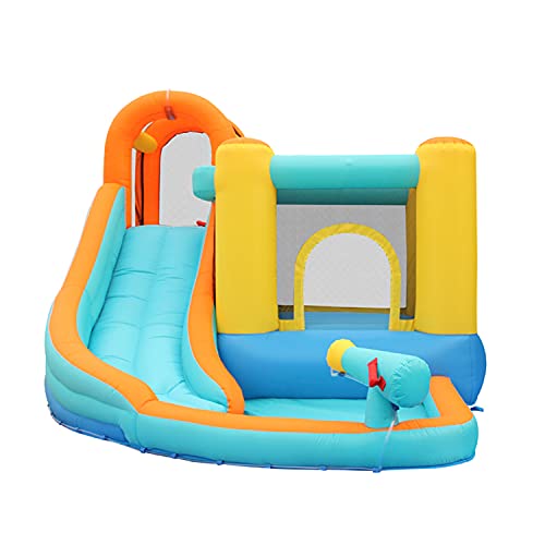 Piscina Hinchable Infantil Con Red Seguridad - Ligero y Fácil Almacenar Tobogán Acuático Inflable Grande de la Piscina - Piscina Infantil con Juguetes de Juego de Agua - Ideal para Juegos Jardín