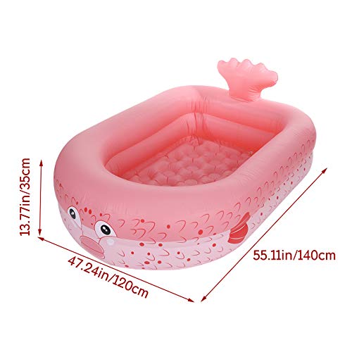 Piscina hinchable para bebés, piscina hinchable para bebés, bañera plegable de PVC, rectangular, portátil, ducha de viaje, para bebés y niños (rosa, 140 x 120 x 35 cm)