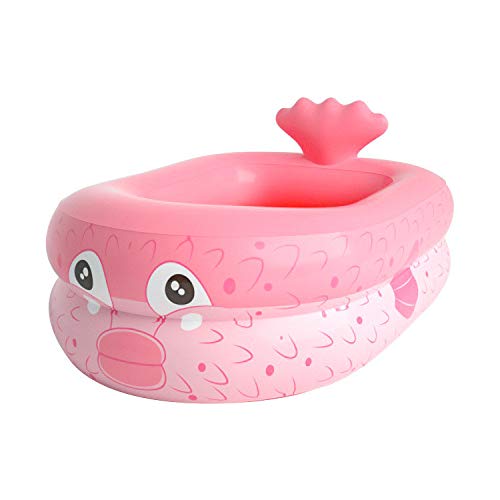 Piscina hinchable para bebés, piscina hinchable para bebés, bañera plegable de PVC, rectangular, portátil, ducha de viaje, para bebés y niños (rosa, 140 x 120 x 35 cm)