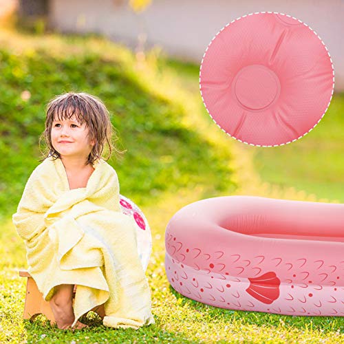 Piscina hinchable para bebés, piscina hinchable para bebés, bañera plegable de PVC, rectangular, portátil, ducha de viaje, para bebés y niños (rosa, 140 x 120 x 35 cm)