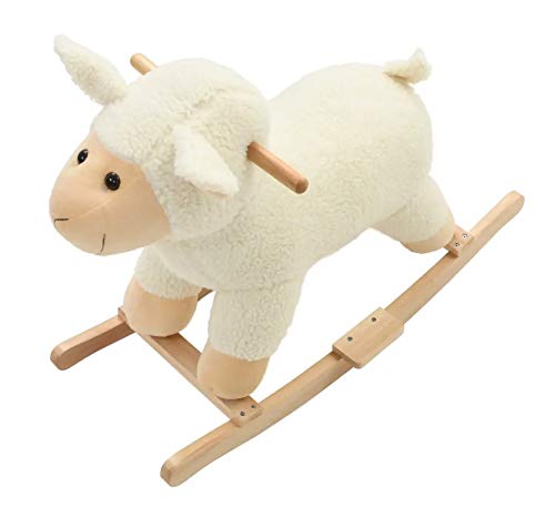 Pissente Balancín Caballo para Niños, Balancín de Oveja de Peluche Blanco, 78 x 34 x 58 cm