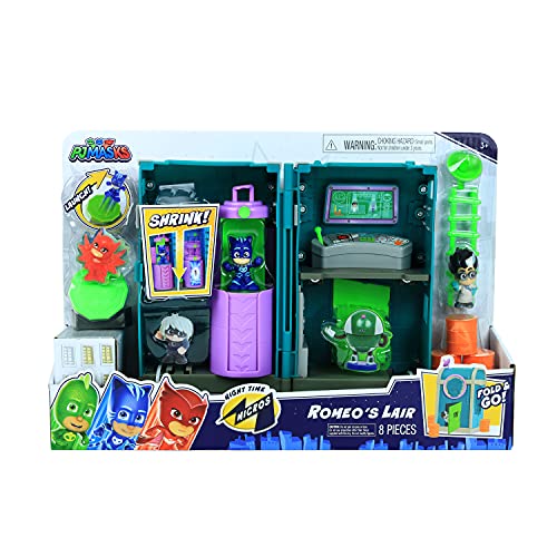 PJ MASKS 95706 Flair Night Time Micros Romeo's Lair Playset, Multicolor