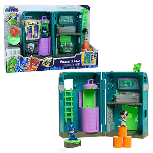 PJ MASKS 95706 Flair Night Time Micros Romeo's Lair Playset, Multicolor